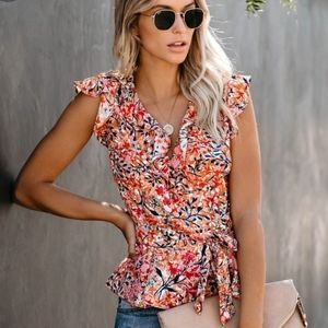 Vici Greta Floral Ruffle Blouse